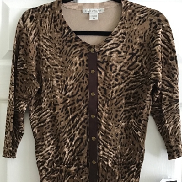 Multicoloured leopard print 3/4 sleeve knit cardigan size S - Picture 2 of 8